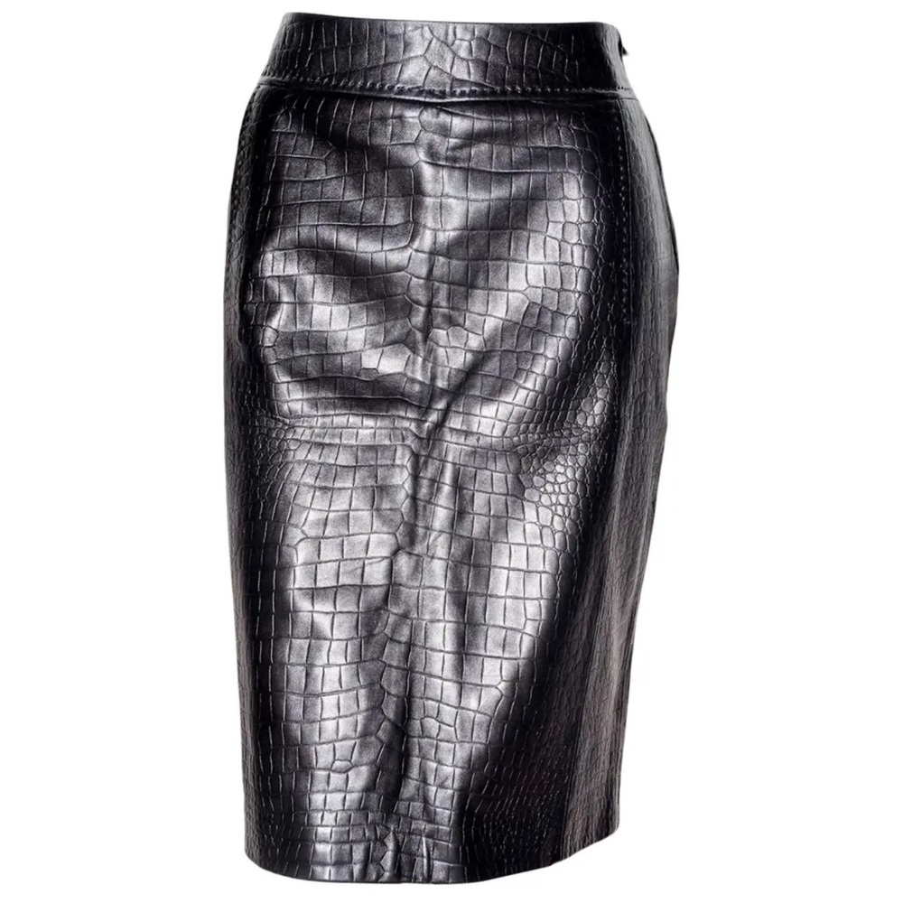 MaxMara Textured Black Leather Midi Skirt 🆕